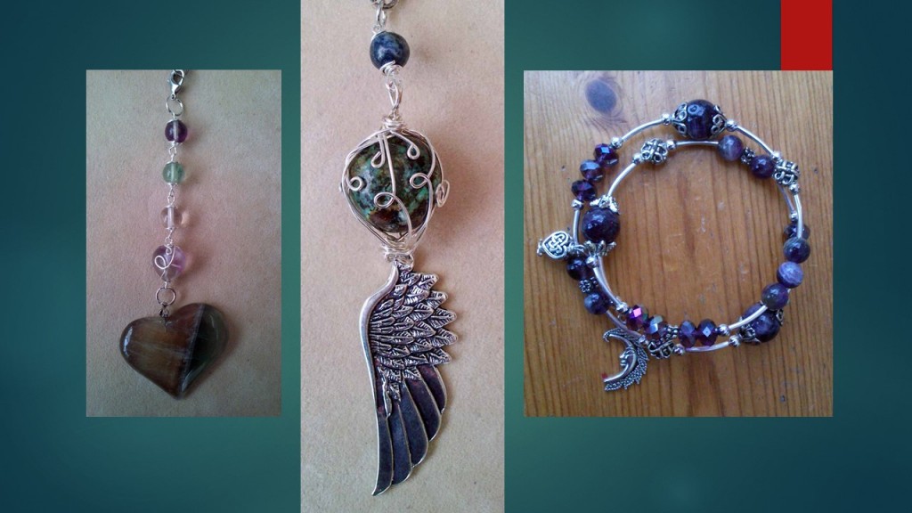 Energy protection - Fluorite, Turquoise, Amethyst healing crystal jewellery made by Eva Maria Hunt www.spiritual-wonders.co.uk